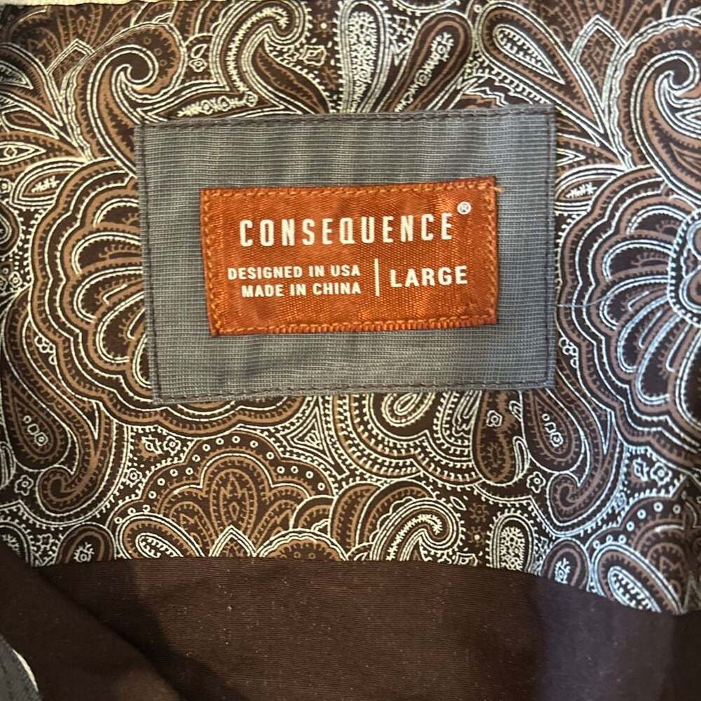 Consequence Men's Tan/Brown Paisley Long Sleeve Button Up Dress Shirt L - Picture 2 of 16